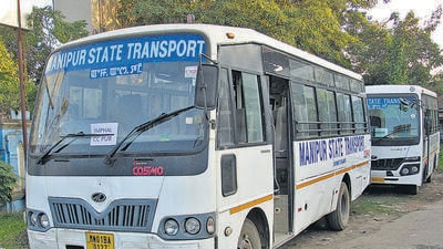 The two buses at a depot in Imphal. (HT Photo) The two buses at a depot in Imphal. (HT Photo)
