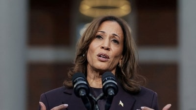 Democratic presidential nominee U.S. Vice President Kamala Harris reacts as she delivers remarks, conceding 2024 U.S. presidential election to President-elect Donald Trump, at Howard University in Washington, U.S., November 6, 2024. (REUTERS)