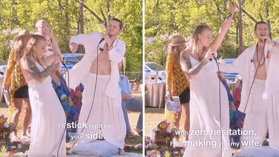 Aaron and Rebel Sawyer, who call themselves musicians, decided to rap their wedding vows to each other (Facebook/RebelSawyer)