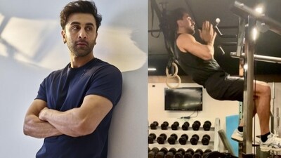 Ranbir Kapoor was seen performing his impressive hand-clap pull-ups during a workout session, which he shared on his trainer's social media. (Source: Instagram) Ranbir Kapoor was seen performing his impressive hand-clap pull-ups during a workout session, which he shared on his trainer's social media. (Source: Instagram)