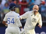 Australia's Nathan Lyon collides with India's Yashasvi Jaiswal as he runs to field Australia's Nathan Lyon collides with India's Yashasvi Jaiswal as he runs to field