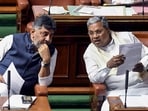 Chief minister Siddaramaiah with his deputy DK Shivakumar in the assembly. (ANI) Chief minister Siddaramaiah with his deputy DK Shivakumar in the assembly. (ANI)