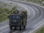 Indian army convoy carrying reinforcements and supplies towards Leh. (Getty Images)
