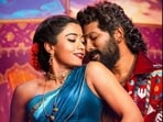 Rashmika Mandanna and Allu Arjun in 'Peelings'. Rashmika Mandanna and Allu Arjun in 'Peelings'.