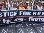 A file photo of junior doctors and others taking out a protest march demanding justice for the victim of the RG Kar Medical College and Hospital rape and murder incident, in Kolkata. A file photo of junior doctors and others taking out a protest march demanding justice for the victim of the RG Kar Medical College and Hospital rape and murder incident, in Kolkata.