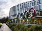 The Olympic rings are pictured front of the Olympic House before the opening of the executive board meeting of the IOC, in Lausanne. 