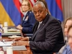 US Secretary of Defense Lloyd Austin meets with Armenian Defense Minister Suren Papikyan (out of frame) at the Pentagon in Arlington, Virginia, on December 5, 2024. (Photo by amid farahi / AFP)