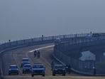 Vehicles move on Dwarka Expressway in New Delhi ( Vehicles move on Dwarka Expressway in New Delhi (