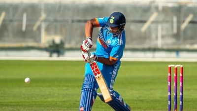 India's Vaibhav Suryavanshi in action during the U-19 Asia Cup in Dubai. (AP)