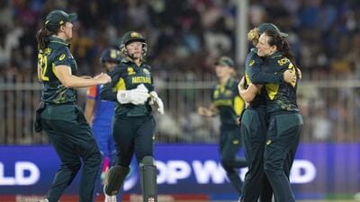 Australia's Megan Schutt, right, starred with a five-wicket haul against India on Thursday. (AP/File) Australia's Megan Schutt, right, starred with a five-wicket haul against India on Thursday. (AP/File)