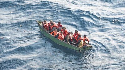 Crew members of the ship Al Piranpir being rescued by the Indian Coast Guard. (PTI)