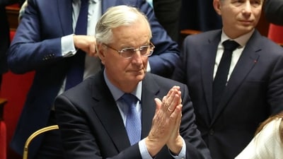 French Prime Minister Michel Barnier gestures after the result of the no-confidence vote on his administration at the National Assembly in Paris on December 4, 2024 as French MPs voted to oust his government after just three months in office in a move which deepens a political crisis in the country. (AFP) French Prime Minister Michel Barnier gestures after the result of the no-confidence vote on his administration at the National Assembly in Paris on December 4, 2024 as French MPs voted to oust his government after just three months in office in a move which deepens a political crisis in the country. (AFP)