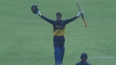 Abhishek Sharma scored a 28-ball century in Syed Mushtaq Ali Trophy Abhishek Sharma scored a 28-ball century in Syed Mushtaq Ali Trophy