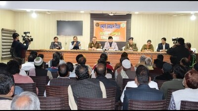 Meeting of peace committee in Sambhal on Thursday. (Sourced)