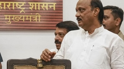 Mumbai: NCP leader Ajit Pawar during a press conference as the BJP-led Mahayuti alliance secures victory amid the counting of votes for the Maharashtra Assembly elections, in Mumbai, Saturday, Nov. 23, 2024. (PTI Photo/Kunal Patil)(PTI11_23_2024_000261A) (PTI) Mumbai: NCP leader Ajit Pawar during a press conference as the BJP-led Mahayuti alliance secures victory amid the counting of votes for the Maharashtra Assembly elections, in Mumbai, Saturday, Nov. 23, 2024. (PTI Photo/Kunal Patil)(PTI11_23_2024_000261A) (PTI)
