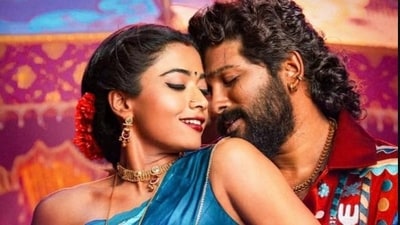 Rashmika Mandanna and Allu Arjun in 'Peelings'. (Instagram) Rashmika Mandanna and Allu Arjun in 'Peelings'. (Instagram)