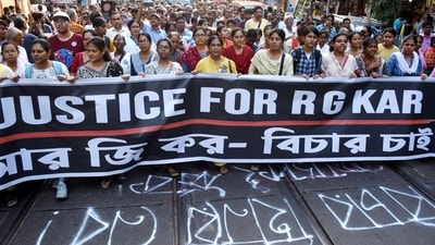 A file photo of junior doctors and others taking out a protest march demanding justice for the victim of the RG Kar Medical College and Hospital rape and murder incident, in Kolkata. (ANI file) A file photo of junior doctors and others taking out a protest march demanding justice for the victim of the RG Kar Medical College and Hospital rape and murder incident, in Kolkata. (ANI file)