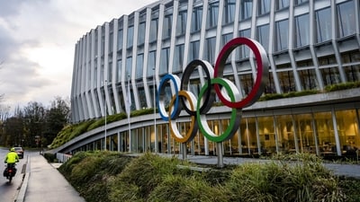 The Olympic rings are pictured front of the Olympic House before the opening of the executive board meeting of the IOC, in Lausanne. (AP) The Olympic rings are pictured front of the Olympic House before the opening of the executive board meeting of the IOC, in Lausanne. (AP)