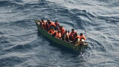 The seafarers who were rescued from the northern Arabian Sea (X/IndiaCoastGuard) The seafarers who were rescued from the northern Arabian Sea (X/IndiaCoastGuard)