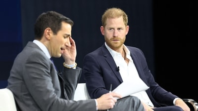 NYT Columnist Andrew Ross Sorkin and Prince Harry, The Duke of Sussex, speak during the New York Times annual DealBook summit at Jazz at Lincoln Center on December 04, 2024 in New York City. (Photo by Michael M. Santiago / GETTY IMAGES NORTH AMERICA / Getty Images via AFP) (Getty Images via AFP) NYT Columnist Andrew Ross Sorkin and Prince Harry, The Duke of Sussex, speak during the New York Times annual DealBook summit at Jazz at Lincoln Center on December 04, 2024 in New York City. (Photo by Michael M. Santiago / GETTY IMAGES NORTH AMERICA / Getty Images via AFP) (Getty Images via AFP)