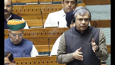 Union Railway Minister Ashwini Vaishnaw speaks in the Lok Sabha during the Winter Session of Parliament. (Sansad TV) Union Railway Minister Ashwini Vaishnaw speaks in the Lok Sabha during the Winter Session of Parliament. (Sansad TV)