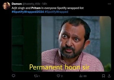 Internet erupts in hilarious memes over Pritam's unchallenged Spotify Wrapped supremacy (Photo: X)
