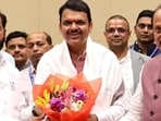 CM Devendra Fadnavis with his two deputies held the first cabinet meeting at the Mantralaya on Thursday. (HT)
