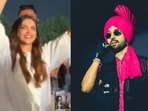 Deepika Padukone was seen waving her hands along to the music as Diljit Dosanjh performed on stage. Deepika Padukone was seen waving her hands along to the music as Diljit Dosanjh performed on stage.
