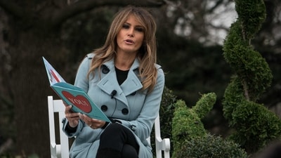 Melania Trump reads a book to children during the annual Easter Egg Roll at the White House in Washington, Melania Trump reads a book to children during the annual Easter Egg Roll at the White House in Washington,