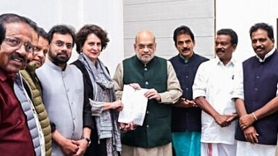 A delegation of MPs from Kerala led by Congress Wayanad MP Priyanka Gandhi Vadra met Union Home Minister Amit Shah urging to release of financial aid for landslide-affected people in Wayanad. (ANI) A delegation of MPs from Kerala led by Congress Wayanad MP Priyanka Gandhi Vadra met Union Home Minister Amit Shah urging to release of financial aid for landslide-affected people in Wayanad. (ANI)