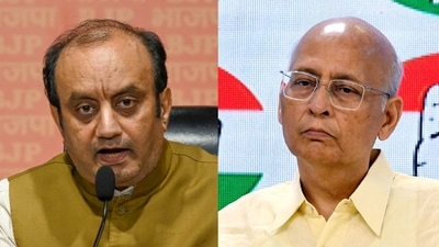 BJP MP Sudhanshu Trivedi and Congress' Abhishek Manu Singhvi BJP MP Sudhanshu Trivedi and Congress' Abhishek Manu Singhvi