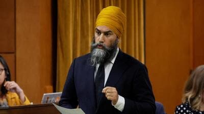 Canada's New Democratic Party leader Jagmeet Singh speaks during Question Period in the House of Commons on Parliament Hill in Ottawa, Ontario, Canada, on Tuesday. (REUTERS) Canada's New Democratic Party leader Jagmeet Singh speaks during Question Period in the House of Commons on Parliament Hill in Ottawa, Ontario, Canada, on Tuesday. (REUTERS)