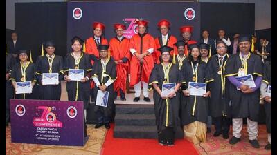 Defence minister Rajnath Singh and others at the annual conference of Cardiological Society of India at Indira Gandhi Pratishthan in Lucknow on Friday. (HSourced) Defence minister Rajnath Singh and others at the annual conference of Cardiological Society of India at Indira Gandhi Pratishthan in Lucknow on Friday. (HSourced)