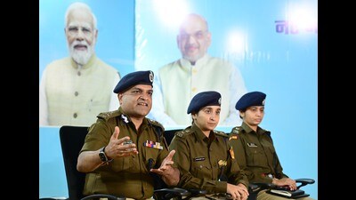 Director general of police (DGP) Surender Singh Yadav addressing the media regarding the implementation of three new criminal laws at Punjab Engineering College (PEC) in Sector 12 on Thursday. (Ravi Kumar/HT) Director general of police (DGP) Surender Singh Yadav addressing the media regarding the implementation of three new criminal laws at Punjab Engineering College (PEC) in Sector 12 on Thursday. (Ravi Kumar/HT)