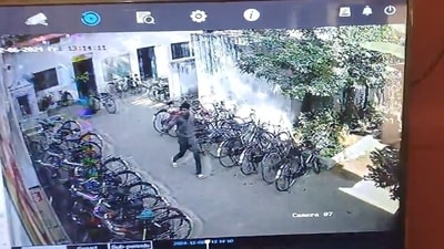 The accused shot principal SK Saxena (55) in his head near the entrance of Dhamora Government Higher School toilet. (Shruti Tomar (HT)) The accused shot principal SK Saxena (55) in his head near the entrance of Dhamora Government Higher School toilet. (Shruti Tomar (HT))