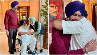 After meeting and hugging the officers who overpowered the attacker, Sukhbir Badal shared his appreciation for their bravery on Thursday. (X/@officeofssbadal) After meeting and hugging the officers who overpowered the attacker, Sukhbir Badal shared his appreciation for their bravery on Thursday. (X/@officeofssbadal)