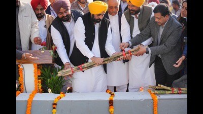 Punjab chief minister Bhagwant Mann inaugurates newly upgraded sugar mill at Batala on Friday. (HT Photo)