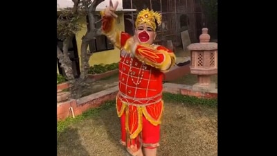 In a viral video, Abhinav Arora danced as Lord Hanuman, sparking online criticism. (X/@Incognito_qfs) In a viral video, Abhinav Arora danced as Lord Hanuman, sparking online criticism. (X/@Incognito_qfs)