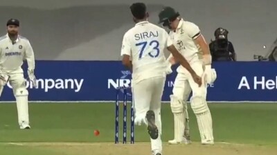 Tempers flare between Mohammed Siraj and Marnus Labuschagne on Day 1 of the Adelaide Test. (Screengrab - X ) Tempers flare between Mohammed Siraj and Marnus Labuschagne on Day 1 of the Adelaide Test. (Screengrab - X )