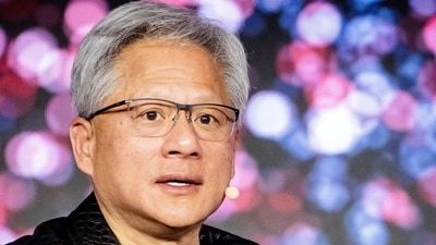 CEO of Nvidia Jensen Huang, speaks during the launch of the supercomputer Gefion, where the new AI supercomputer has been established in collaboration with EIFO and NVIDIA at Vilhelm Lauritzen Terminal in Kastrup, Denmark October 23, 2024 ( Ritzau Scanpix/Mads Claus Rasmussen via Reuters)