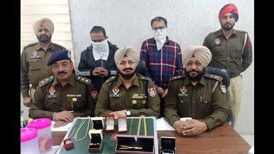 Two of the accused in police custody in Ludhiana on Friday. (HT photo) Two of the accused in police custody in Ludhiana on Friday. (HT photo)