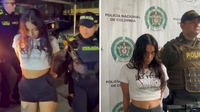 The image shows a Colombian hitwoman known to police as “The Doll”. (X/@PoliciaDEMAM) The image shows a Colombian hitwoman known to police as “The Doll”. (X/@PoliciaDEMAM)