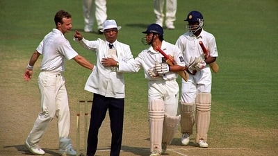 Vinod Kambli (Extreme right) and Sachin Tendulkar during a Test match in 1994. (Getty)