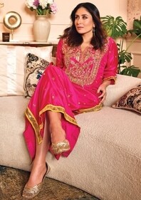 Kareena Kapoor Khan in a rani pink kaftan dress adorned with gota patti work (Photo: Instagram)