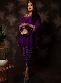 Richa Chadha wears a layered anarkali kurta and dhoti pant set (Photo: Instagram)