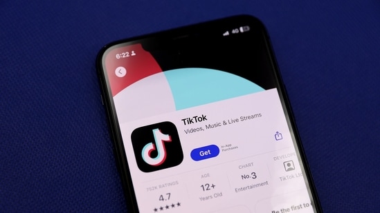 The TikTok application on the Apple Inc. App Store arranged on a smartphone in Sydney, Australia. (Brendon Thorne/Bloomberg)