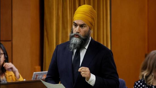 Canada's New Democratic Party leader Jagmeet Singh speaks during Question Period in the House of Commons on Parliament Hill in Ottawa, Ontario, Canada, on Tuesday. (REUTERS)