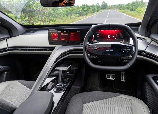 The BE 6e has a sports car-like cockpit, a unique halo loop and a hexagonal steering wheel. The BE 6e has a sports car-like cockpit, a unique halo loop and a hexagonal steering wheel.
