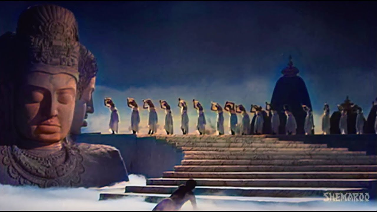 A still from the fever-dream-like nine-minute sequence featuring two songs – Tere Bina Aag Yeh Chandni and Ghar Aaya Mera Pardesi – in Awaara. A still from the fever-dream-like nine-minute sequence featuring two songs – Tere Bina Aag Yeh Chandni and Ghar Aaya Mera Pardesi – in Awaara.