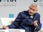 External Affairs Minister S Jaishankar speaks at the 22nd Edition of Doha Forum, in Doha on Saturday. (ANI Photo)

